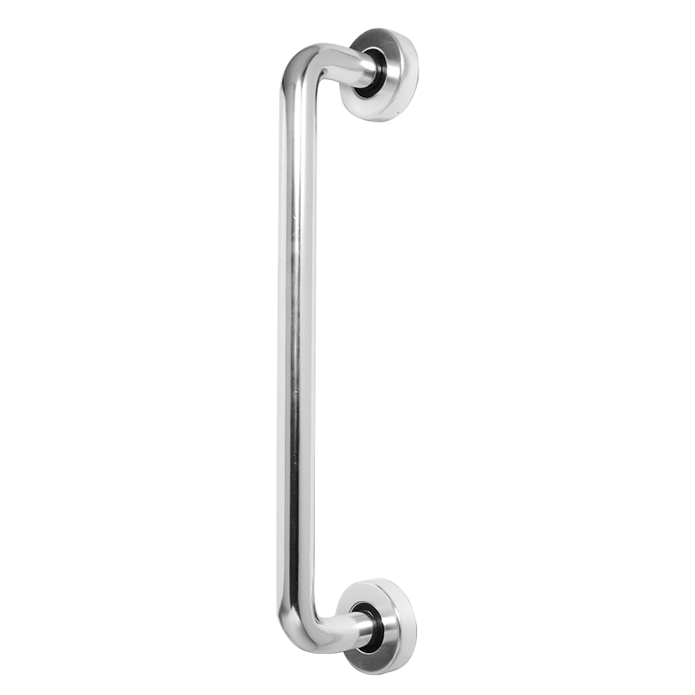 ASEC Bolt Fix Round Rose Aluminium Pull Handle 300mm - Polished Anodised Aluminium