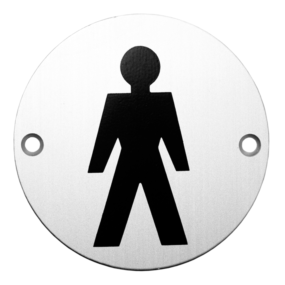 ASEC Aluminium Metal Toilet Door Sign 76mm Male - Satin Anodised Aluminium