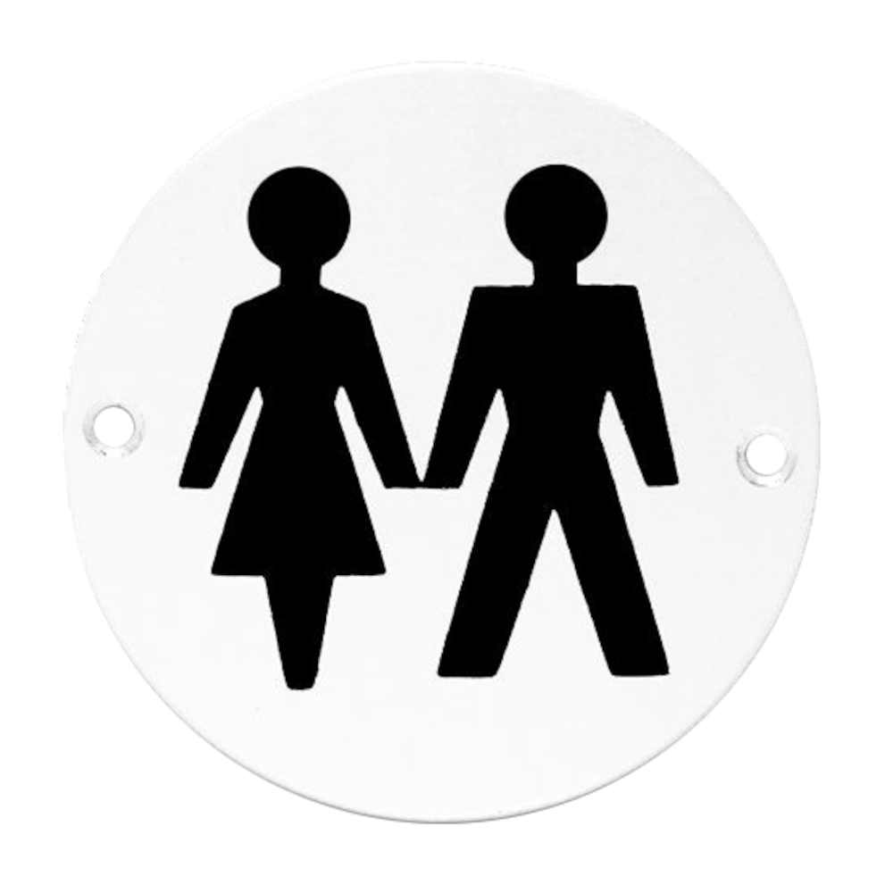 ASEC Aluminium Metal Toilet Door Sign 76mm Unisex - Satin Anodised Aluminium