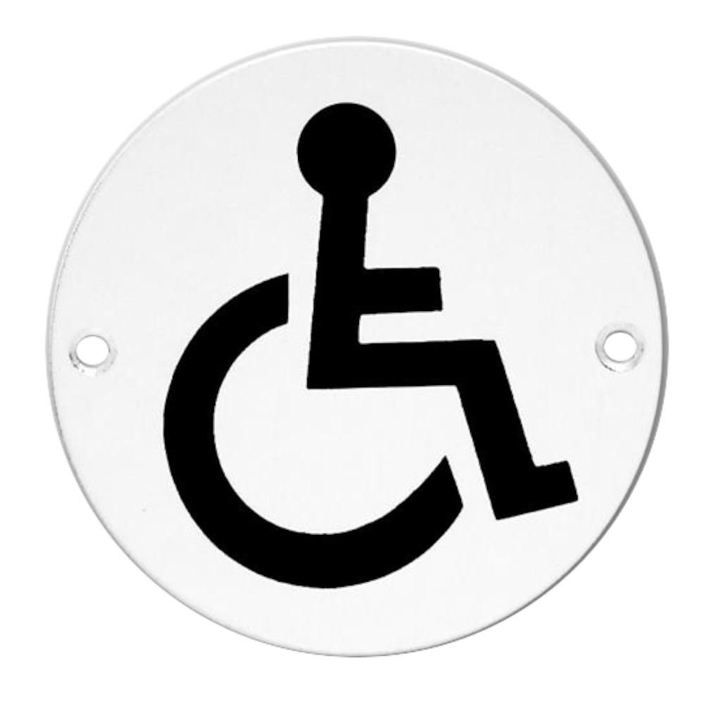 ASEC Aluminium Metal Toilet Door Sign 76mm Disabled - Anodised Aluminium