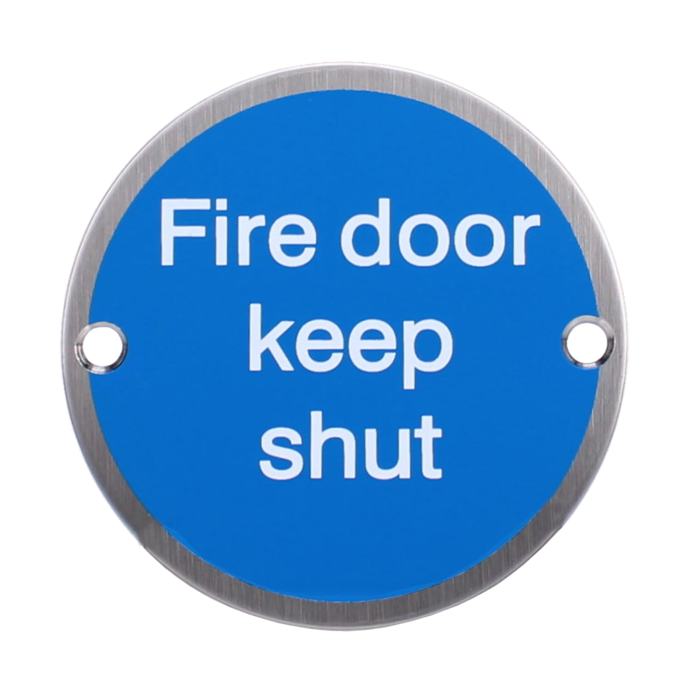 ASEC Metal Fire Door Keep Shut Sign 76mm Satin Anodised Aluminium - Aluminium