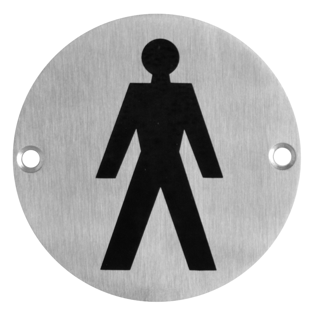 ASEC Stainless Steel Metal Toilet Door Sign 76mm SSS Male - Stainless Steel