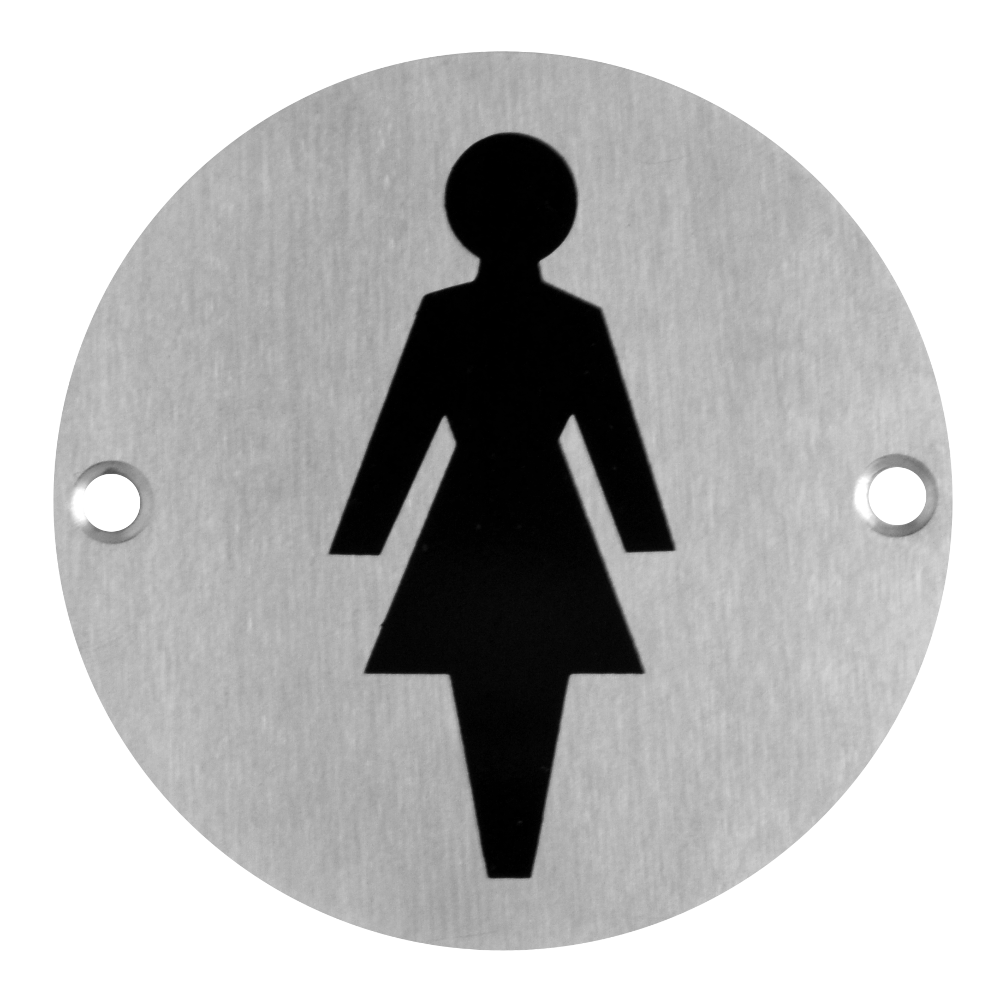 ASEC Stainless Steel Metal Toilet Door Sign 76mm SSS Female - Stainless Steel