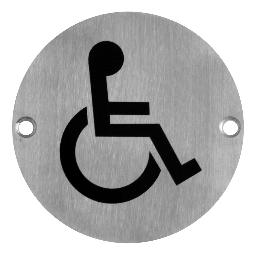 ASEC Stainless Steel Metal Toilet Door Sign 76mm SSS Disabled - Stainless Steel