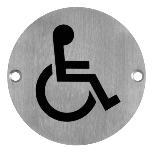 ASEC Stainless Steel Metal Toilet Door Sign 76mm SSS Disabled - Stainless Steel