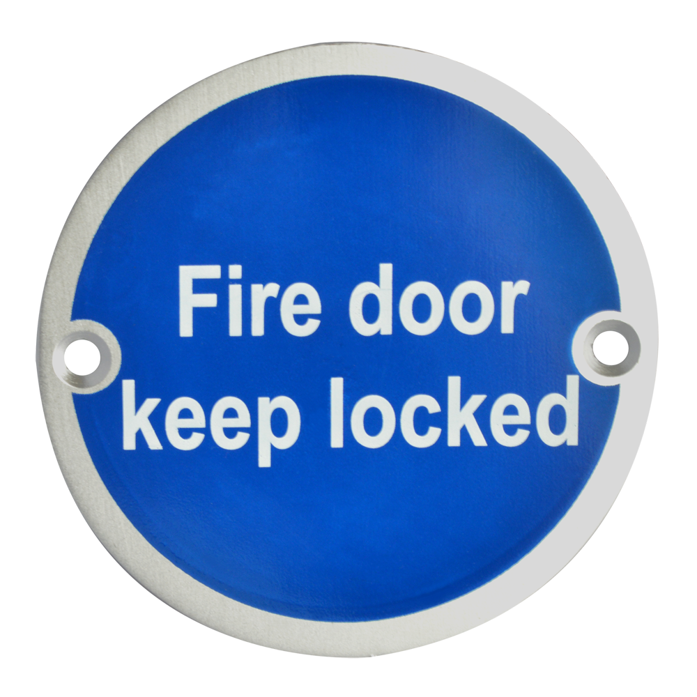 ASEC Metal Fire Door Keep Locked Sign 76mm SS - Stainless Steel