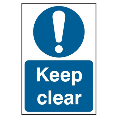 ASEC Keep Clear 200mm x 300mm PVC Self Adhesive Sign 1 Per Sheet - Blue & White