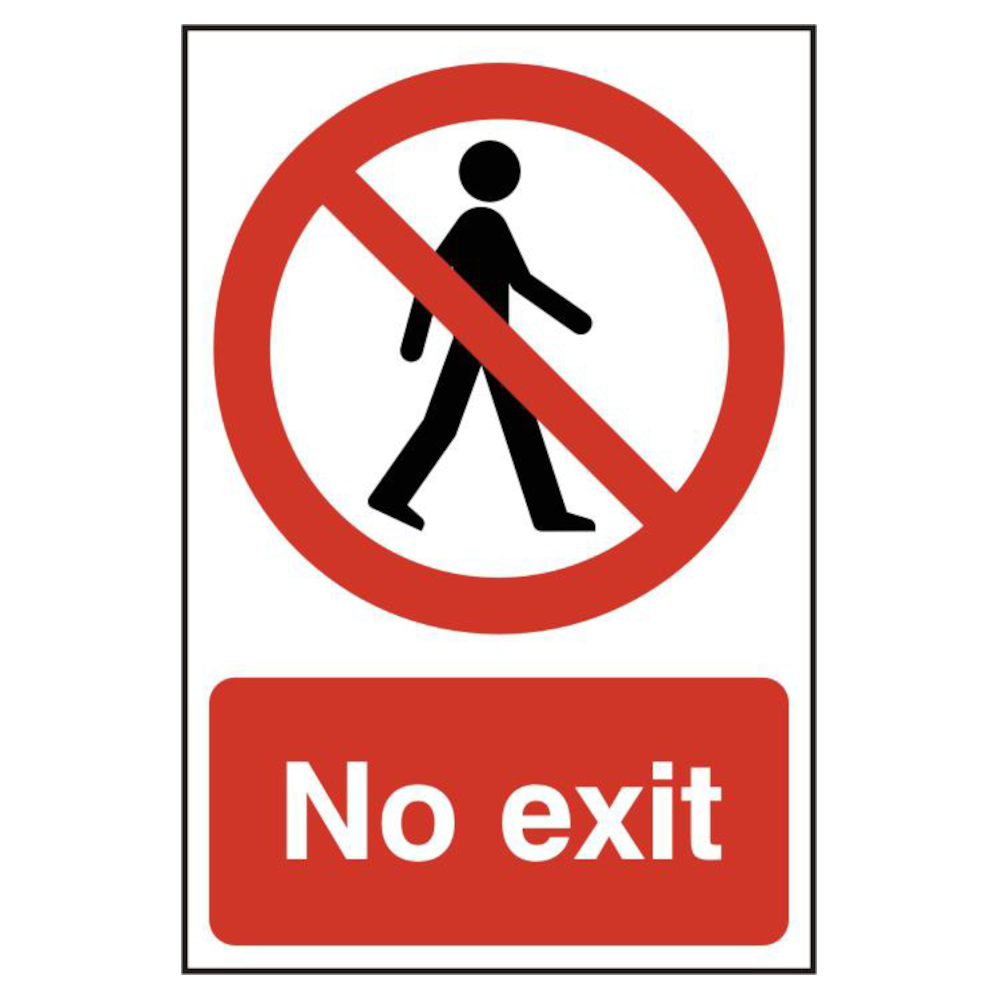 ASEC No Exit 200mm x 300mm PVC Self Adhesive Sign 1 Per Sheet - Red & White