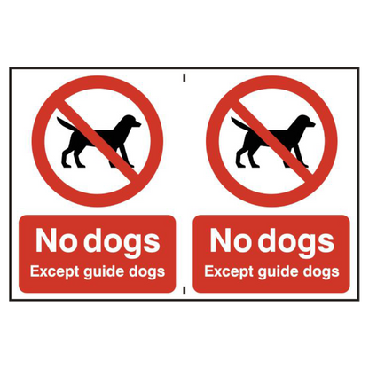 ASEC No Dogs 200mm x 300mm PVC Self Adhesive Sign 2 Per Sheet - Red & White