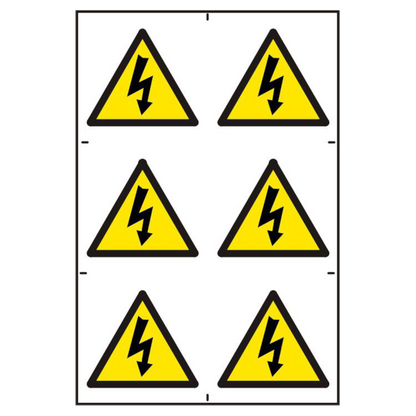 ASEC Electrical Warning Symbol 200mm x 300mm PVC Self Adhesive Sign 6 Per Sheet - White