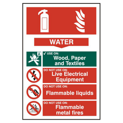 ASEC Fire Extinguisher 200mm x 300mm PVC Self Adhesive Sign Water