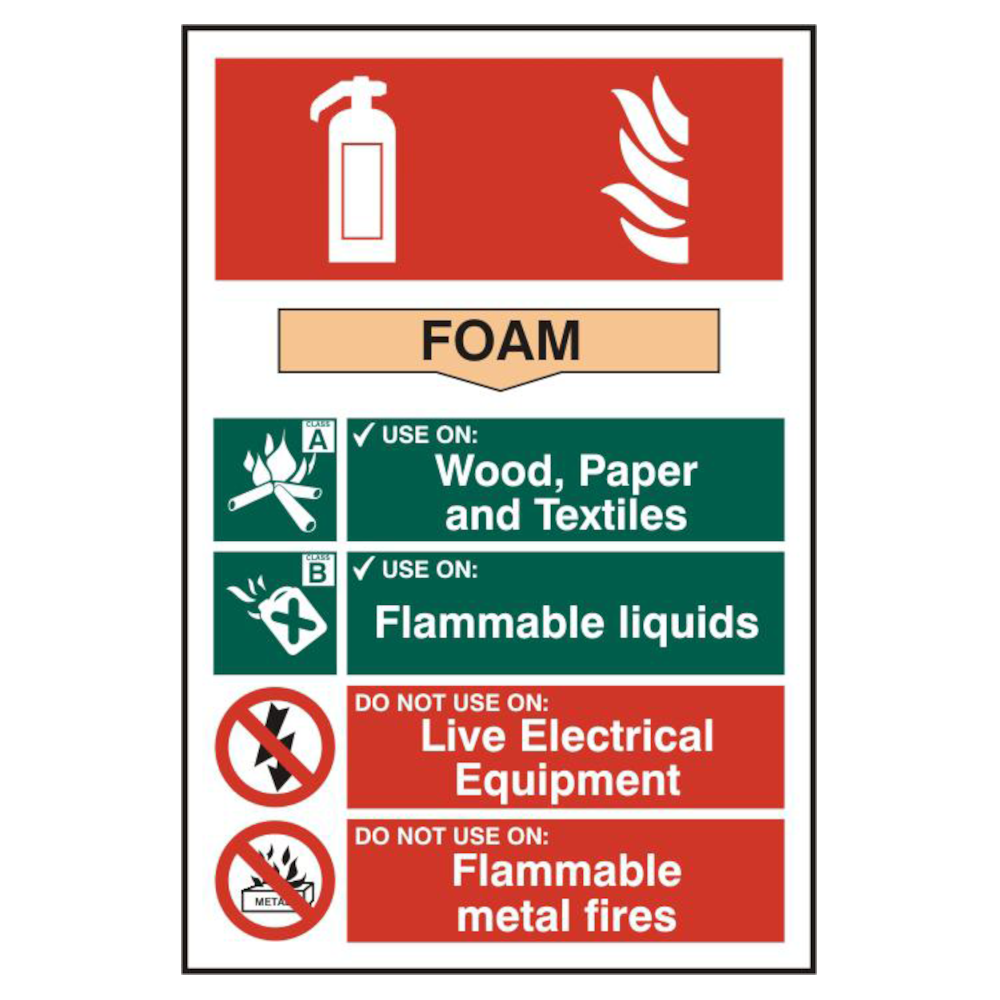 ASEC Fire Extinguisher 200mm x 300mm PVC Self Adhesive Sign Foam