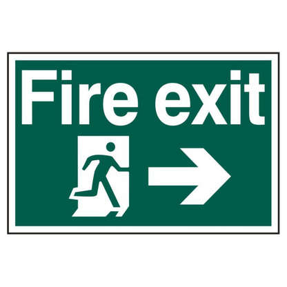 ASEC Fire Exit 200mm x 300mm PVC Self Adhesive Sign Right - Green