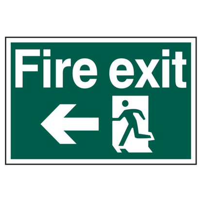 ASEC Fire Exit 200mm x 300mm PVC Self Adhesive Sign Left - Green