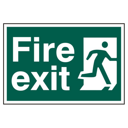 ASEC Fire Exit 200mm x 300mm PVC Self Adhesive Sign Front - Green