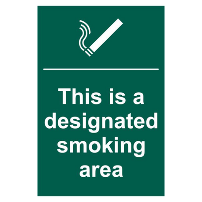 ASEC This Is A Designated Smoking Area 200mm x 300mm PVC Self Adhesive Sign 1 Per Sheet - Green