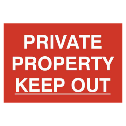 ASEC Private Property Keep Out 200mm x 300mm PVC Self Adhesive Sign 1 Per Sheet - Red