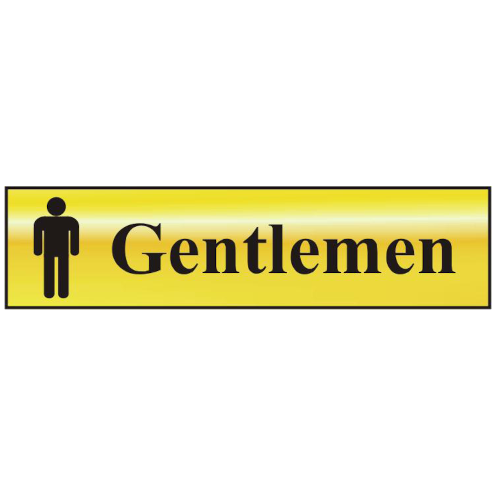 ASEC Gentlemen 200mm x 50mm Gold Self Adhesive Sign 1 Per Sheet - Gold