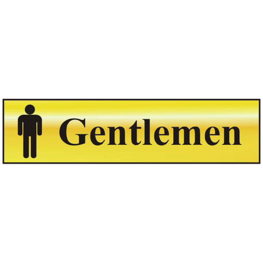 ASEC Gentlemen 200mm x 50mm Gold Self Adhesive Sign 1 Per Sheet - Gold