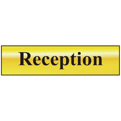 ASEC Reception 200mm x 50mm Gold Self Adhesive Sign 1 Per Sheet - Gold