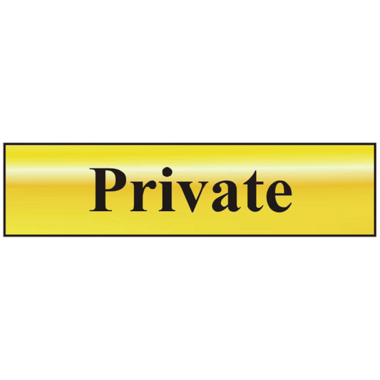 ASEC Private 200mm x 50mm Gold Self Adhesive Sign 1 Per Sheet - Gold