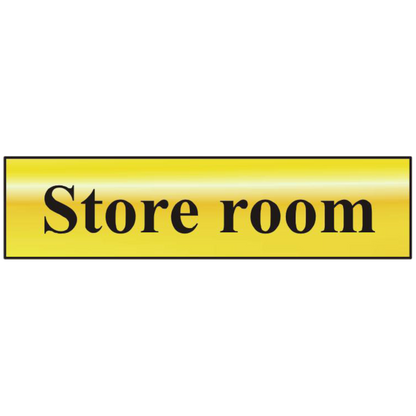 ASEC Store Room 200mm x 50mm Gold Self Adhesive Sign 1 Per Sheet - Gold