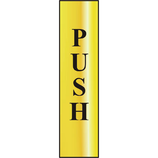 ASEC Push 200mm x 50mm Gold Self Adhesive Sign 1 Per Sheet - Gold