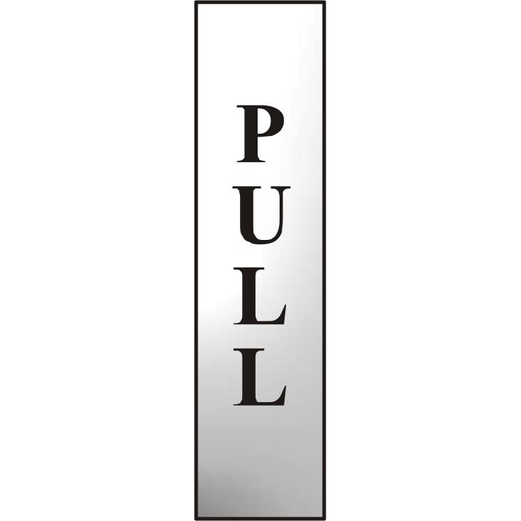 ASEC Pull 200mm x 50mm Chrome Self Adhesive Sign 1 Per Sheet - Chrome Plated