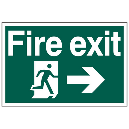 ASEC Fire Exit 400mm x 600mm PVC Self Adhesive Sign Right