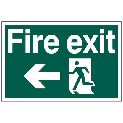 ASEC Fire Exit 400mm x 600mm PVC Self Adhesive Sign Left