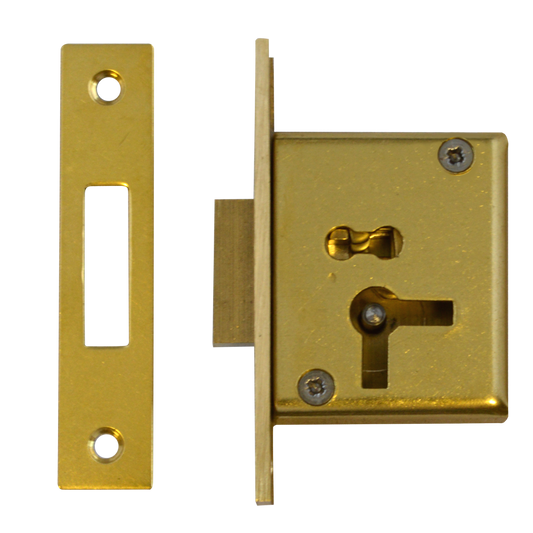 ASEC 15 4 Lever Cut Cupboard Lock 50mm Keyed To Differ Left Handed Pro - Satin Brass