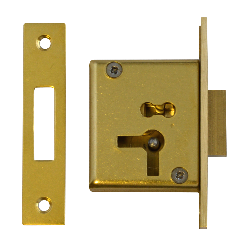 ASEC 15 4 Lever Cut Cupboard Lock 64mm Keyed To Differ Right Handed Pro - Satin Brass