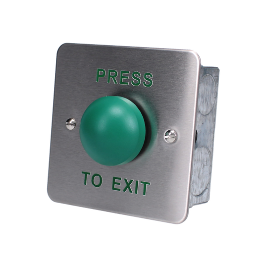 ASEC Press To Exit Green Dome Button EXB0657 - Stainless Steel