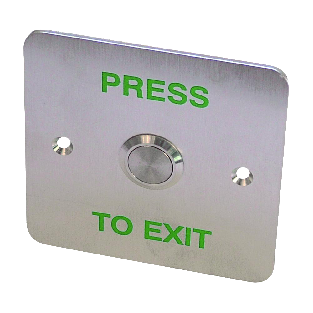 ASEC Press To Exit Stainless Steel Surface 1 Gang Button Press To Exit - Stainless Steel