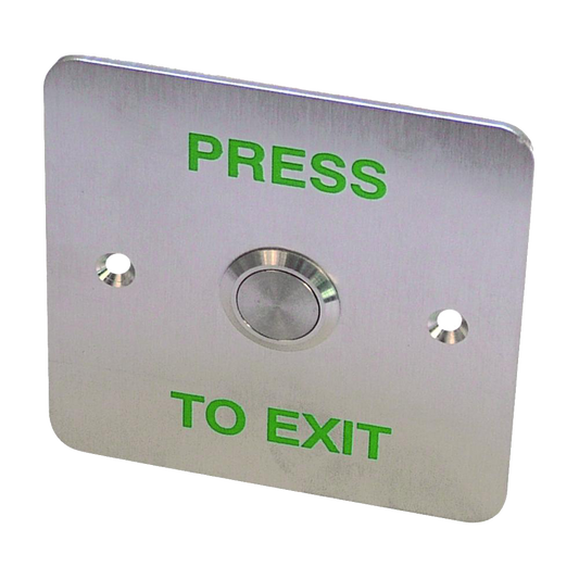 ASEC Press To Exit Stainless Steel Surface 1 Gang Button Press To Exit - Stainless Steel