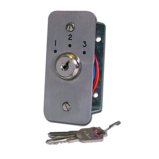 ASEC Three Position Key Switch Numbered 1, 2 & 3 - Stainless Steel