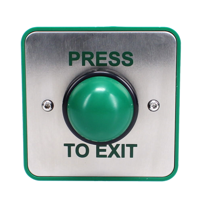 ASEC Press To Exit Green Dome Button With Tamper Proof Collar Press To Exit - Stainless Steel