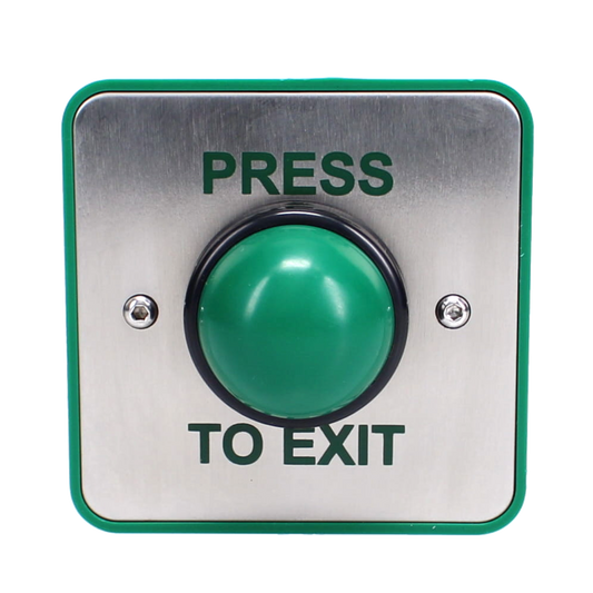 ASEC Press To Exit Green Dome Button With Tamper Proof Collar Press To Exit - Stainless Steel