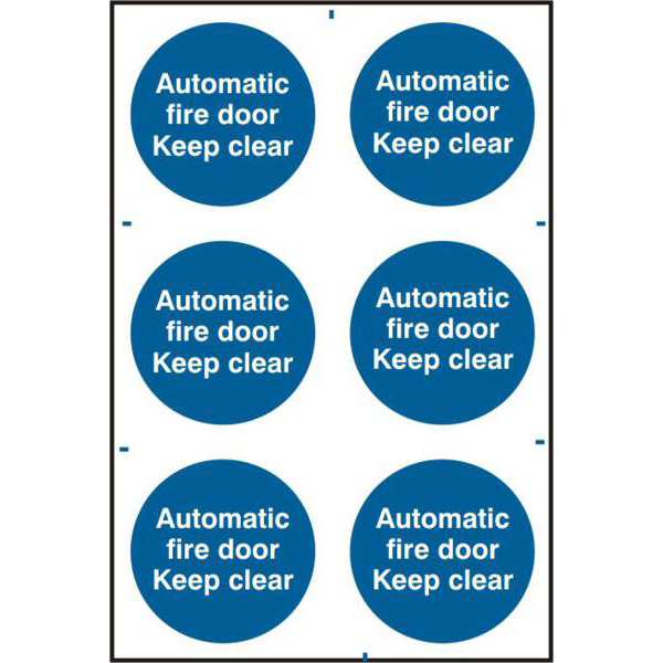 ASEC Automatic Fire Door Keep Clear 200mm x 300mm PVC Self Adhesive Sign