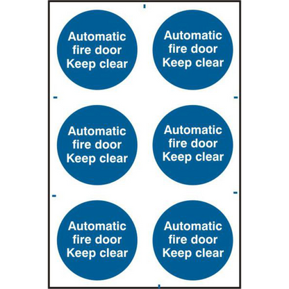 ASEC Automatic Fire Door Keep Clear 200mm x 300mm PVC Self Adhesive Sign