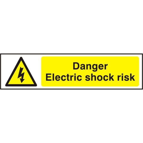 ASEC Danger Electric Shock Risk 200mm x 50mm PVC Self Adhesive Sign