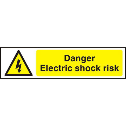 ASEC Danger Electric Shock Risk 200mm x 50mm PVC Self Adhesive Sign