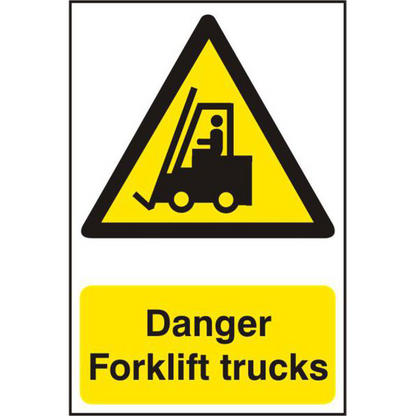 ASEC Danger Forklift Trucks 200mm x 300mm PVC Self Adhesive Sign