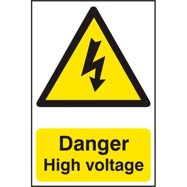 ASEC Danger High Voltage 200mm x 300mm PVC Self Adhesive Sign