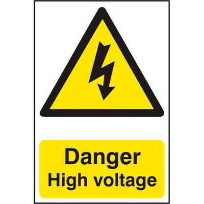 ASEC Danger High Voltage 200mm x 300mm PVC Self Adhesive Sign