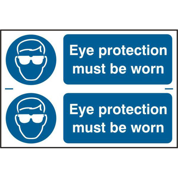 ASEC Eye Protection Must Be Worn 300mm x 100mm PVC Self Adhesive Sign