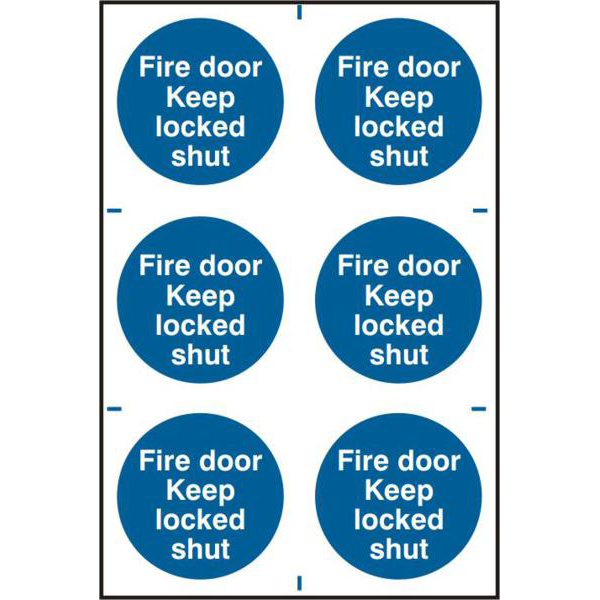 ASEC Fire Door Keep Locked Shut 200mm x 300mm PVC Self Adhesive Sign