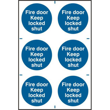 ASEC Fire Door Keep Locked Shut 200mm x 300mm PVC Self Adhesive Sign