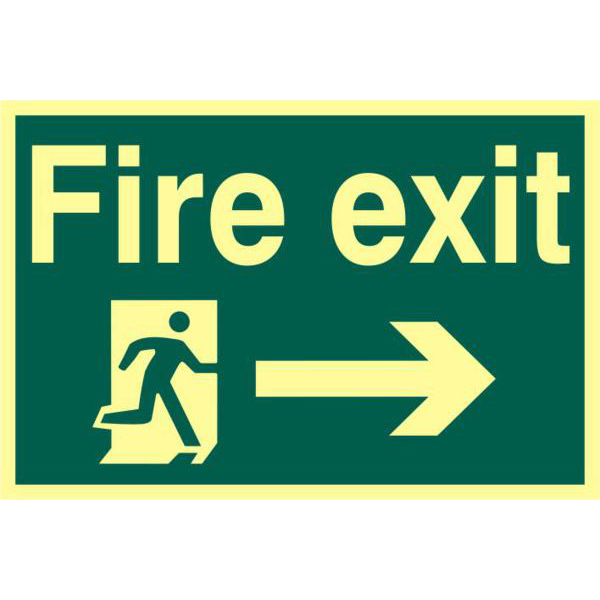 ASEC Fire Exit 200mm x 300mm PVC Self Adhesive Photo luminescent Sign