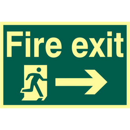 ASEC Fire Exit 200mm x 300mm PVC Self Adhesive Photo luminescent Sign